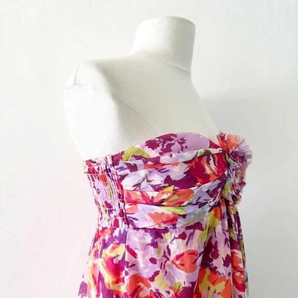 Vintage Y2K Forever 21 Floral Strapless Babydoll Tunic Mini Dress Size Small (S) - Picture 5 of 9
